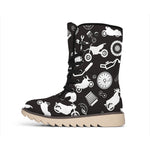 Motorcycle Equipment Pattern Print Winter Boots