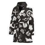 Motorcycle Equipment Pattern Print Women's Bathrobe