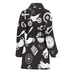 Motorcycle Equipment Pattern Print Women's Bathrobe