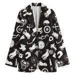 Motorcycle Equipment Pattern Print Women's Blazer