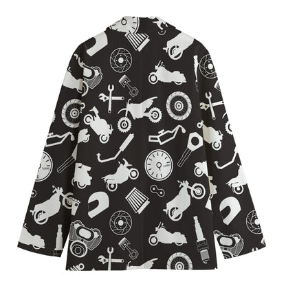 Motorcycle Equipment Pattern Print Women's Blazer
