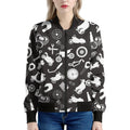 Motorcycle Equipment Pattern Print Women's Bomber Jacket