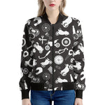 Motorcycle Equipment Pattern Print Women's Bomber Jacket