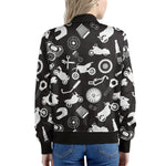 Motorcycle Equipment Pattern Print Women's Bomber Jacket