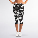 Motorcycle Equipment Pattern Print Women's Capri Leggings