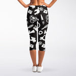Motorcycle Equipment Pattern Print Women's Capri Leggings