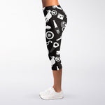 Motorcycle Equipment Pattern Print Women's Capri Leggings