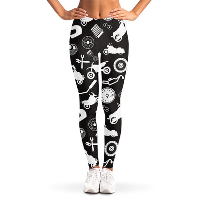 Motorcycle Equipment Pattern Print Women's Leggings