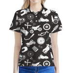 Motorcycle Equipment Pattern Print Women's Polo Shirt