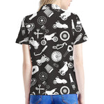 Motorcycle Equipment Pattern Print Women's Polo Shirt