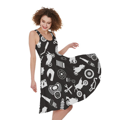 Motorcycle Equipment Pattern Print Women's Sleeveless Dress