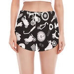 Motorcycle Equipment Pattern Print Women's Split Running Shorts