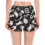 Motorcycle Equipment Pattern Print Women's Split Running Shorts