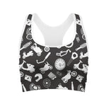Motorcycle Equipment Pattern Print Women's Sports Bra