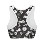 Motorcycle Equipment Pattern Print Women's Sports Bra