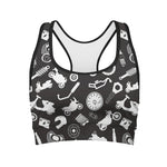 Motorcycle Equipment Pattern Print Women's Sports Bra