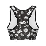 Motorcycle Equipment Pattern Print Women's Sports Bra