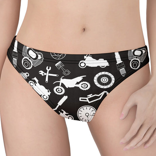 Motorcycle Equipment Pattern Print Women's Thong