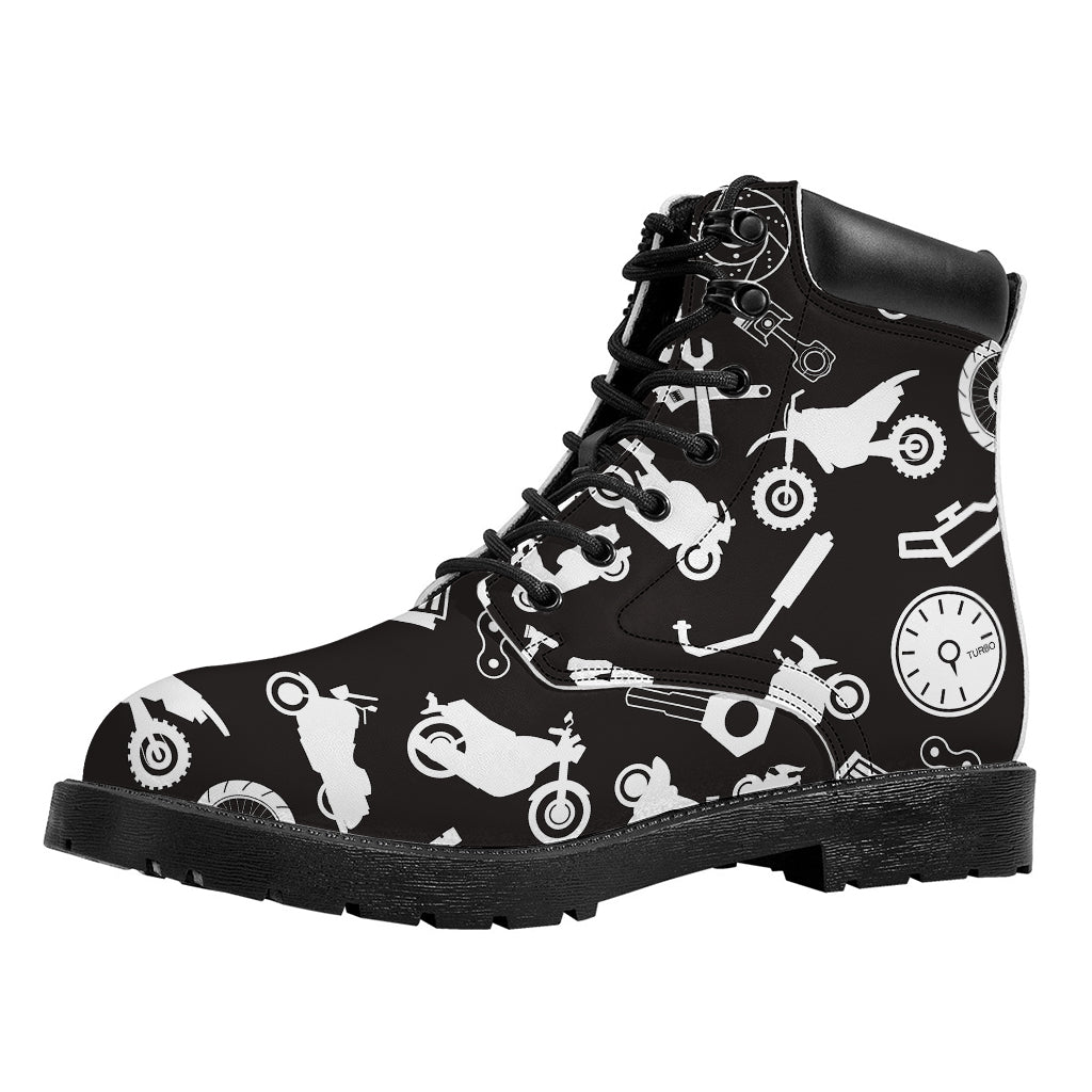 Motorcycle Equipment Pattern Print Work Boots