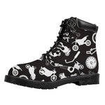 Motorcycle Equipment Pattern Print Work Boots