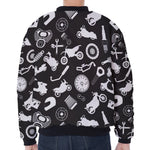 Motorcycle Equipment Pattern Print Zip Sleeve Bomber Jacket