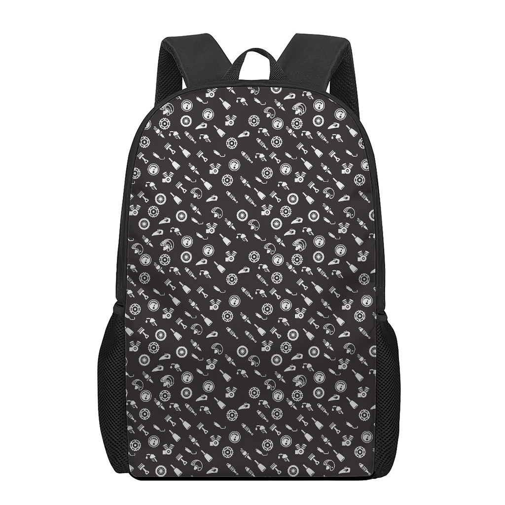 Motorcycle Parts Pattern Print 17 Inch Backpack