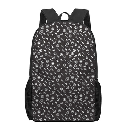 Motorcycle Parts Pattern Print 17 Inch Backpack