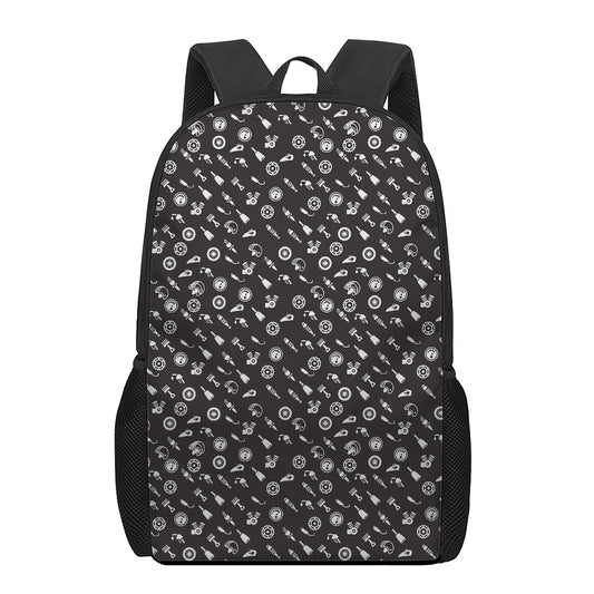Motorcycle Parts Pattern Print 17 Inch Backpack