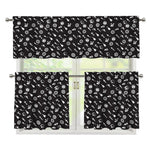 Motorcycle Parts Pattern Print 3 Piece Kitchen Curtains