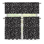 Motorcycle Parts Pattern Print 3 Piece Kitchen Curtains