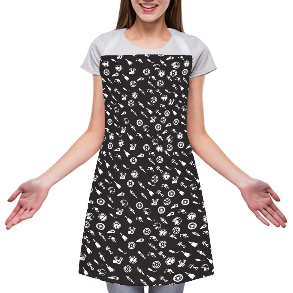 Motorcycle Parts Pattern Print Adjustable Apron