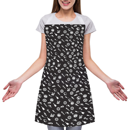 Motorcycle Parts Pattern Print Adjustable Apron
