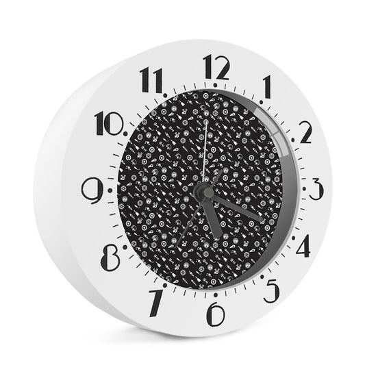 Motorcycle Parts Pattern Print Alarm Clock