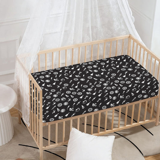 Motorcycle Parts Pattern Print Baby Crib Sheet
