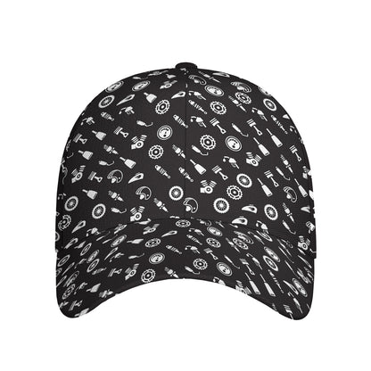 Motorcycle Parts Pattern Print Baseball Cap