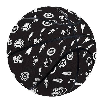 Motorcycle Parts Pattern Print Basketball