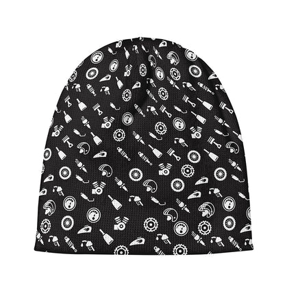 Motorcycle Parts Pattern Print Beanie