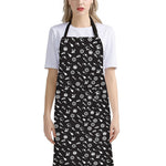 Motorcycle Parts Pattern Print Bib Apron With Pocket