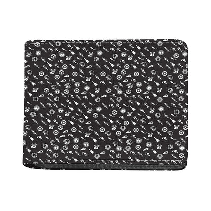Motorcycle Parts Pattern Print Bifold Wallet