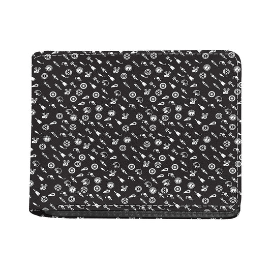 Motorcycle Parts Pattern Print Bifold Wallet