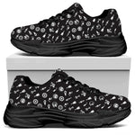 Motorcycle Parts Pattern Print Black Chunky Shoes