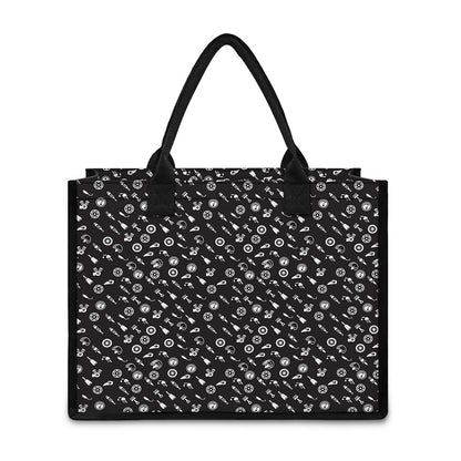 Motorcycle Parts Pattern Print Canvas Tote Bag