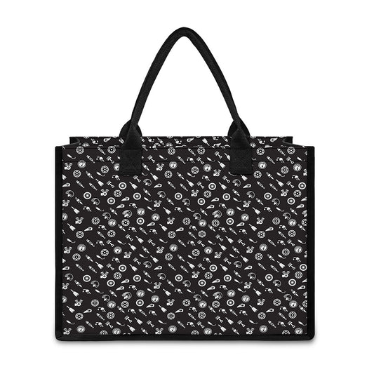 Motorcycle Parts Pattern Print Canvas Tote Bag