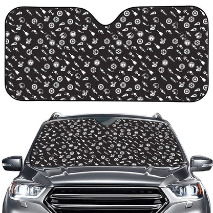 Motorcycle Parts Pattern Print Car Windshield Sun Shade