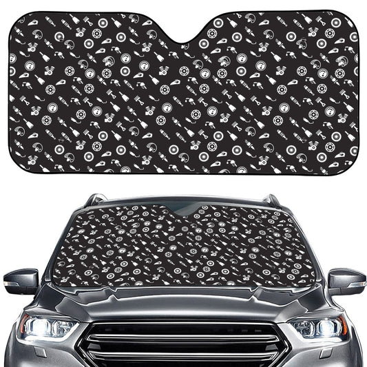 Motorcycle Parts Pattern Print Car Windshield Sun Shade