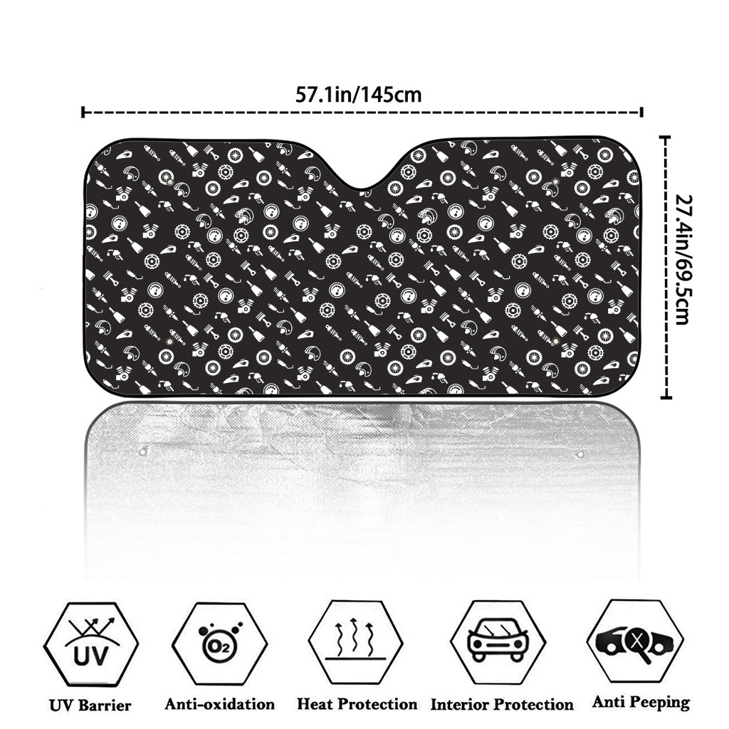 Motorcycle Parts Pattern Print Car Windshield Sun Shade