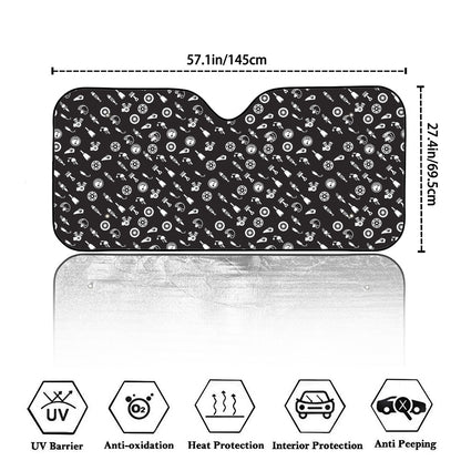 Motorcycle Parts Pattern Print Car Windshield Sun Shade