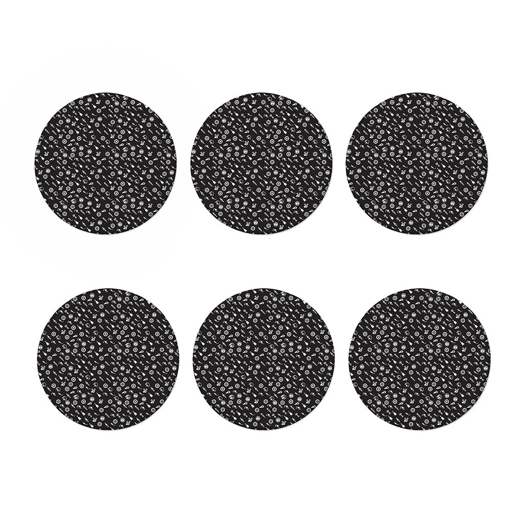 Motorcycle Parts Pattern Print Coaster Set