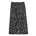 Motorcycle Parts Pattern Print Cotton Front Slit Maxi Skirt