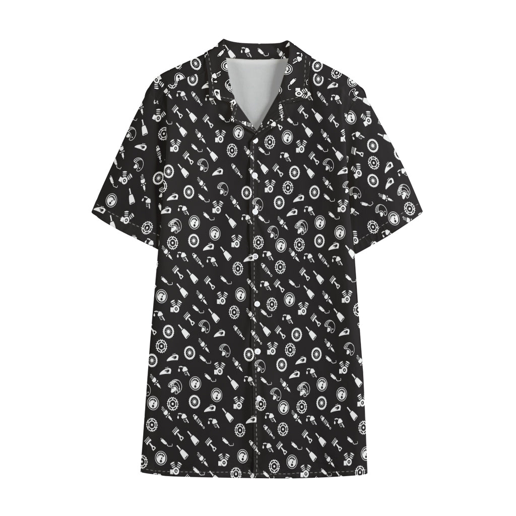 Motorcycle Parts Pattern Print Cotton Hawaiian Shirt